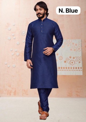 New Silk Traditional Blue Kurta With Pajama